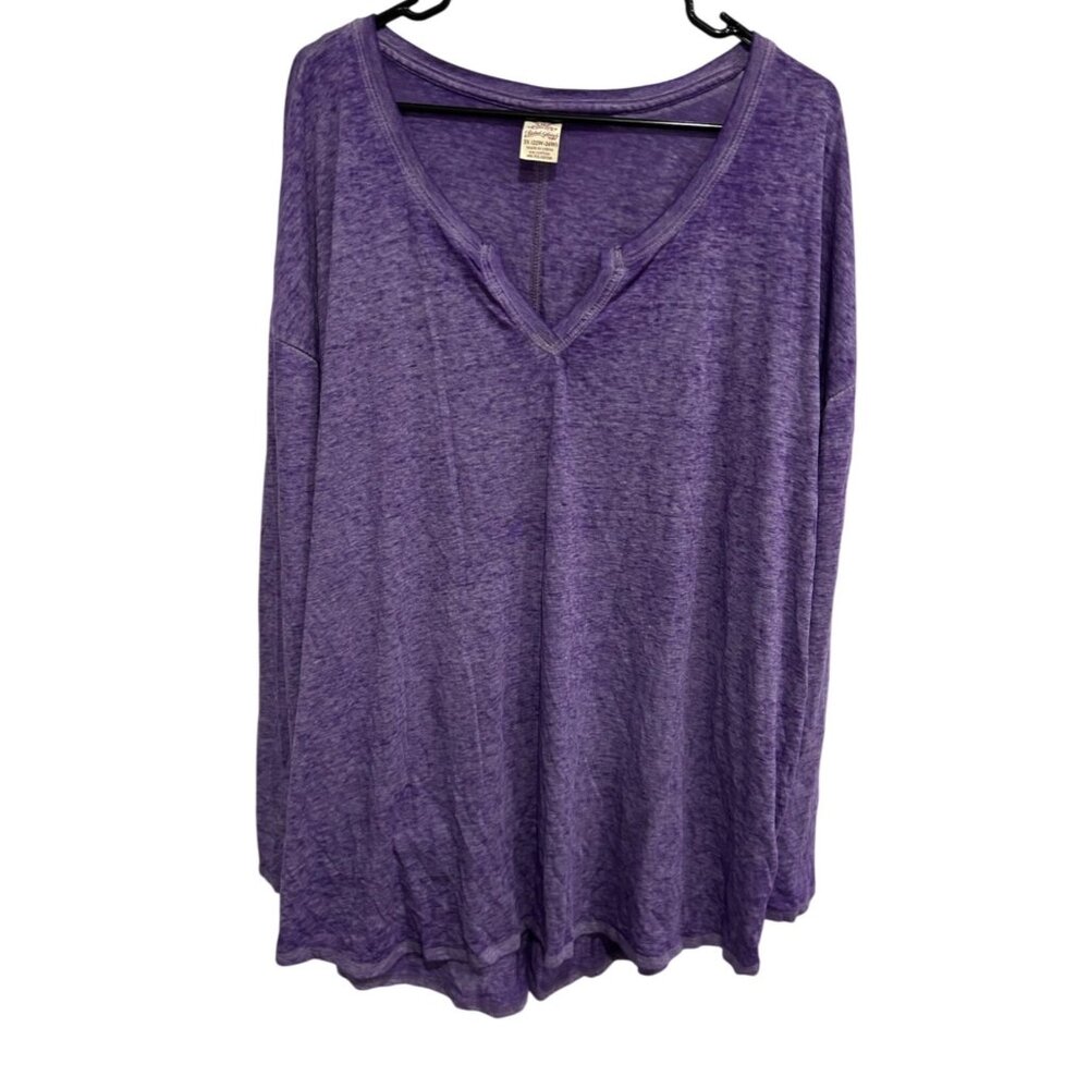 Faded Glory NWT Womens Plus Size 3X Purple Long Sleeve V-Neck Top